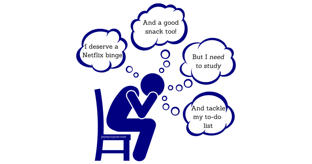 A person who is struggling with doing what they need to do but can't get themselves to do it and exercise sound discipline and self-control. 