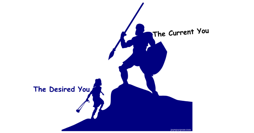 The battle of personal transformation describing why one can't do what they need to do. The current self is stronger than the desired self. 